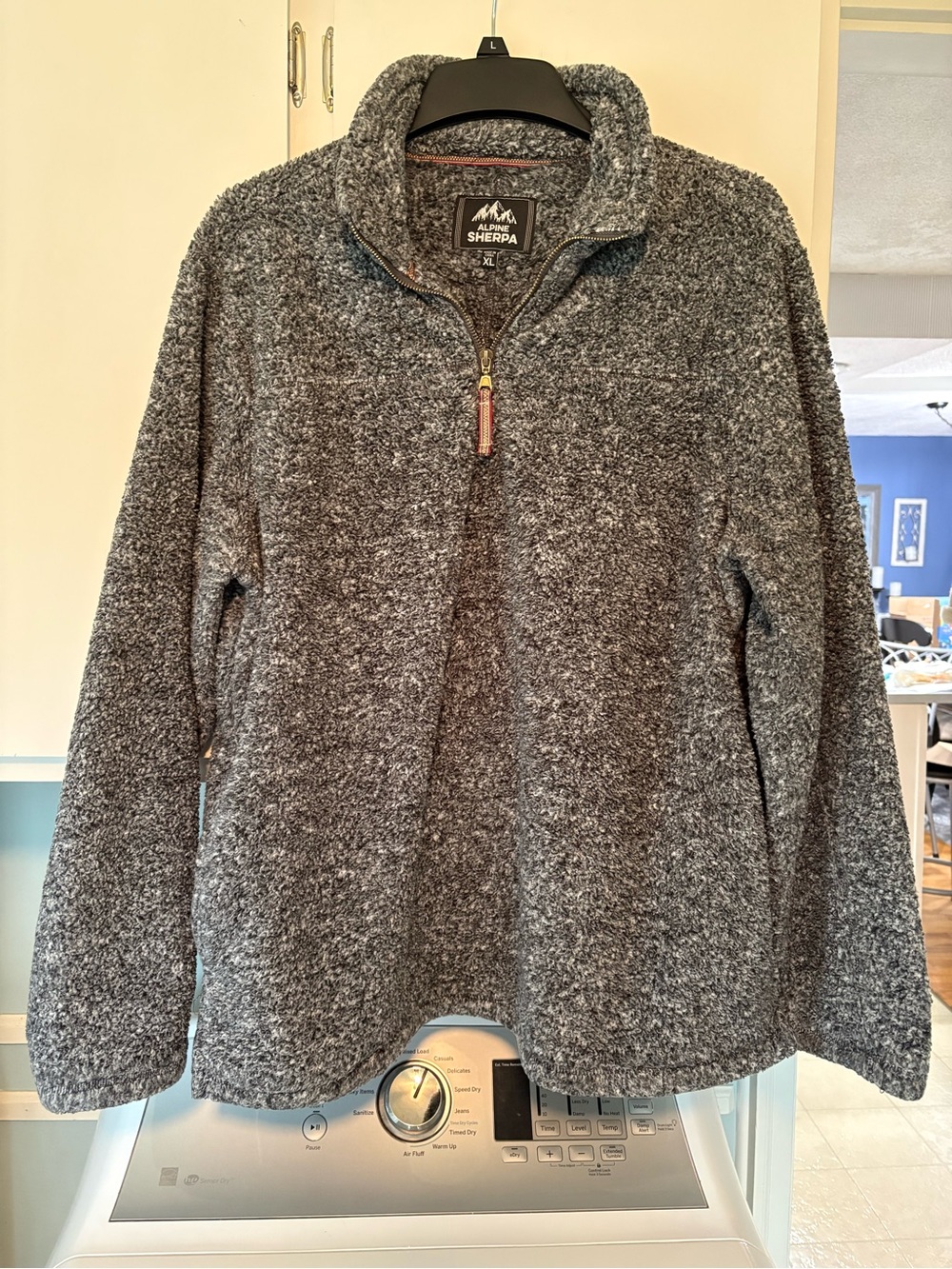 Men’s SZ XL Alpine Sherpa 1/4 Zip Mock Neck Pullover Gray/White